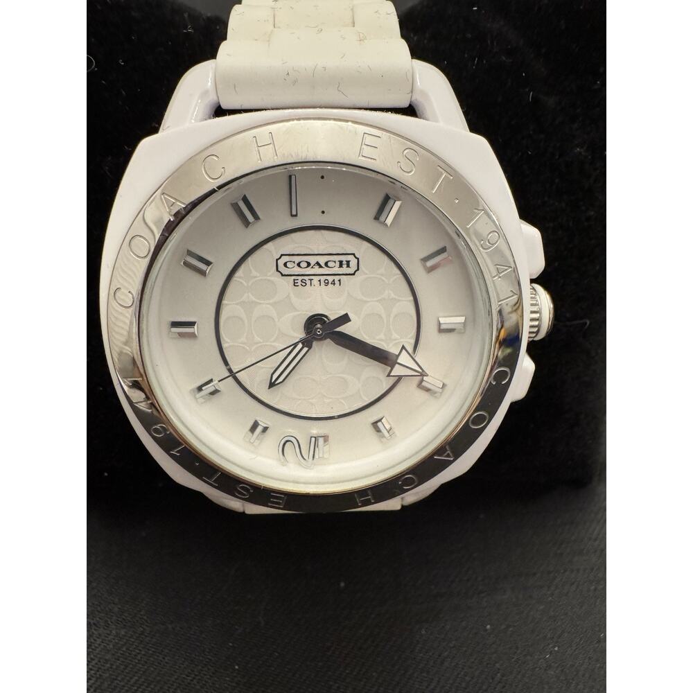 Coach Boyfriend Small White Silicon Strap Watch - New Battery!